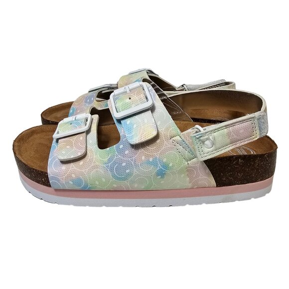 Girls Platform Comfort Cork Adjustable Sandals Size 4 & 5 Classic Dual Strap - Picture 6 of 10